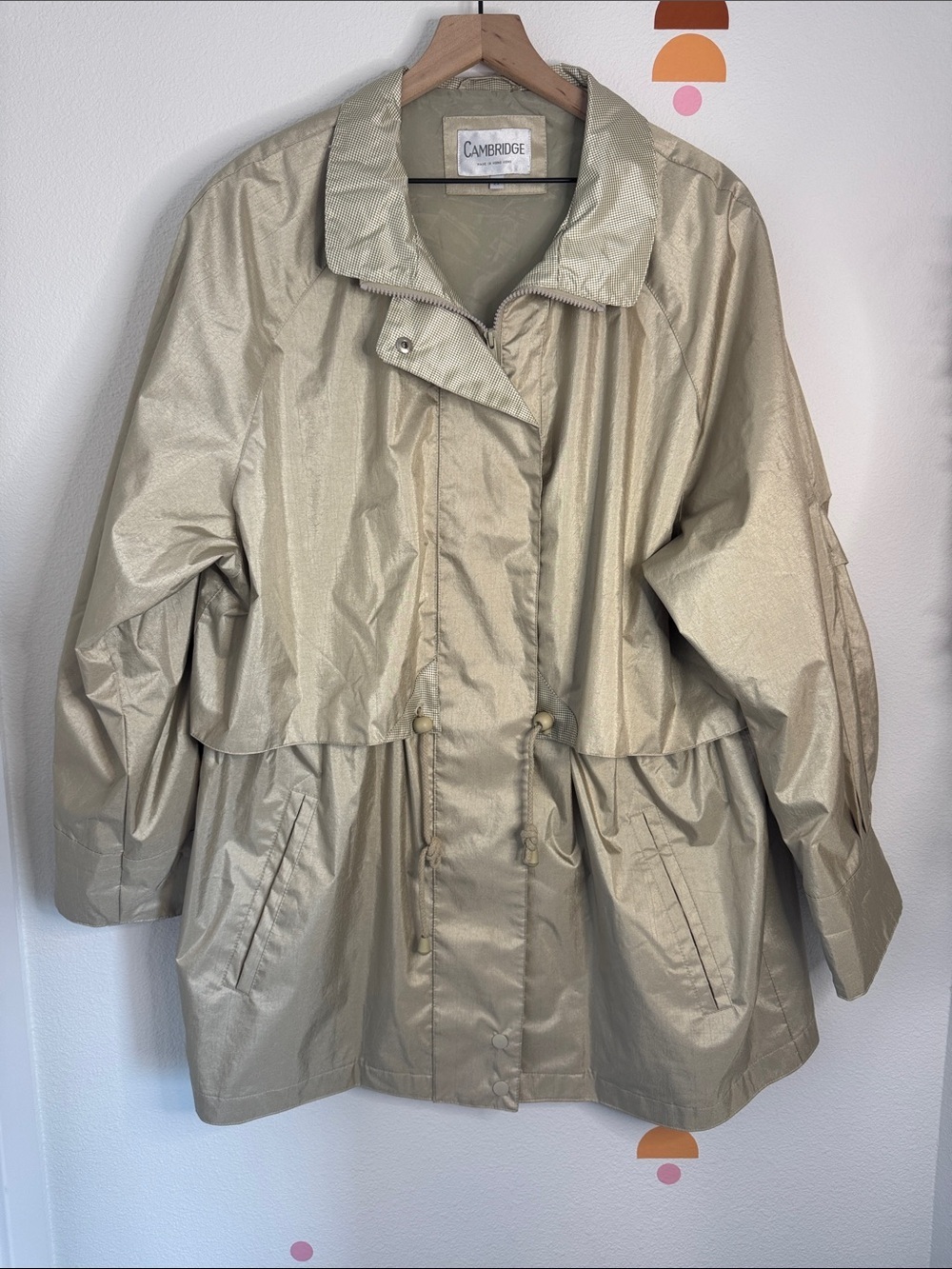 Vintage Cambridge Beige Lightweight Rain Jacket Windbreaker Women’s 2X N0224